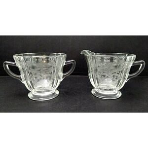 Indiana Glass Madrid Clear Creamer and Sugar Bowl